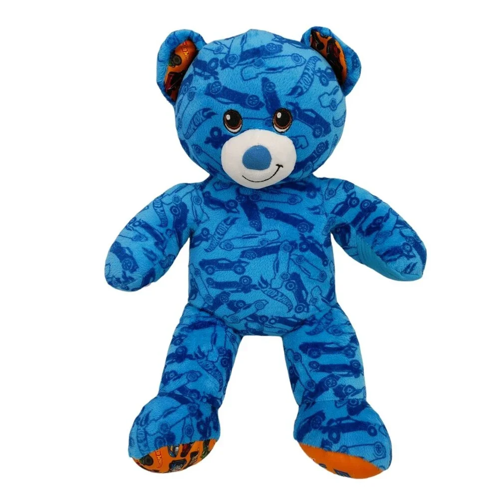 Build A Bear Hot Wheels 50th Anniversary Plush Blue Orange Racing Teddy 16